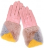 Pink Fur Color Cuff Smart Gloves